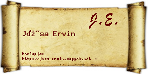 Jósa Ervin névjegykártya